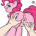  animal_ears anus blue_eyes butt butt_grab equine female fingering friendship_is_magic hair hands horse looking_at_viewer looking_back megasweet my_little_pony pink_hair pinkie_pie pinkie_pie_(mlp) pony pussy smile tail vaginal_fingering white_background 