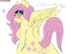  ass blue_eyes blush breasts equine female fluttershy friendship_is_magic hair heart hooves horse mane my_little_pony nipples pegasus pink_hair plain_background pony pussy shy solo sonne tail white_background wings 