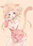  amezawa_koma animal_ears bare_shoulders big_breasts blonde_hair blue_eyes blush bow breasts cat cat_ears cat_tail collarbone cover cover_page doujin_cover dress fangs fingering hair_bow hand_in_panties large_breasts masturbation nipples off_shoulder original panties panty_pull pink_panties pussy_juice short_hair solo sweater sweater_dress tail underwear wet wet_clothes wet_panties 