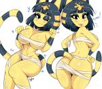  animal_crossing ankha ankha_(animal_crossing) big_ass big_breasts bmayyneart nintendo shiny_skin thick_thighs wide_hips wink 