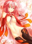  1girl black_legwear blush breasts fingerless_gloves gloves guilty_crown hair highres long_hair looking_at_viewer naked_thighhighs nipples nude open_mouth pink_hair pussy red_eyes shirokuma solo stockings thighhighs twin_tails twintails yuzuriha_inori 