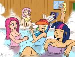  applejack ass bathhouse blonde_hair breasts cleavage fluttershy_(mlp) friendship_is_magic hairless_pussy hot_tub human megasweet multicolored_hair my_little_pony nude onsen open_mouth pink_hair pinkie_pie_(mlp) ponytail purple_hair pussy rainbow_dash_(mlp) rarity_(mlp) short_hair spread_legs towel twilight_sparkle_(mlp) 