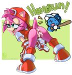 after_sex amy_rose anthro backwards_baseball_cap baseball baseball_cap baseball_glove baseball_uniform bending_over bubble_gum bubblegum coolblue cum cum_in_ass cum_in_pussy furry looking_at_viewer looking_back no_panties pussy sega sonic sonic_*(series) sonic_the_hedgehog sonic_the_hedgehog_(series) tongue tongue_out