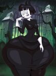  bald cemetery creepy_susie dress goth graveyard huge_ass rain ribbon smug the_oblongs thick_thighs tight_clothing wig 