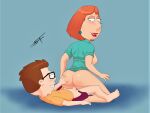  american_dad bottomless breasts crossover erect_nipples erection family_guy glasses licking_lips lois_griffin no_panties reverse_cowgirl_position steve_smith vaginal 