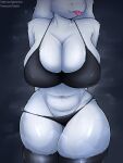  1girl 2021 absurd_res anthro big_breasts black_background blep boss_monster bovid bra breasts caprine cleavage clothed clothing curvy_figure faceless_female fur furry gatotorii goat hands_behind_back high_res huge_breasts legwear mammal mature_female navel panties patreon simple_background skindentation standing stockings text thick_thighs tongue tongue_out toriel tuft twitter undertale undertale_(series) underwear url video_games voluptuous white_body white_fur wide_hips 