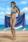  avatar:_the_last_airbender belly bikini breasts dark-skinned_female grown_up idarkshadowi_(artist) katara midriff navel 