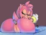  amy_rose artist_name bent_over bracelet bubble_butt gloves green_eyes hairband is is_(artist) jewelry looking_back nude pink_hair pussy r-fenrir sega shiny shiny_skin short_hair sonic_(series) sonic_team water 