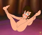  aladdin_(series) anus ass bigtyme black_eyes blush breasts brown_hair dhandi disney hairless_pussy long_hair nude pussy shy small_breasts solo 