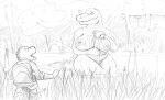  1girl alligator anthro big_breasts breasts embarrassed embarrassing kobold lake male male/female monster nipples nude pussy scalie size_difference skinny_dipping surprised wet wide_hips woods 