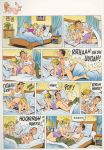  anal angry ass ass_crack bed black_eyes blonde_hair blue_eyes bottomless brown_hair comic doggy_position from_behind funny lipstick nightgown pants_down ponytail random_comic short_hair smile 