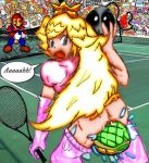  blonde_hair crown koopa mario princess_peach pussy pussy_juice shell super_mario_bros. tennis 