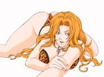  ass ass_up bare_shoulders big_breasts bleach blonde_hair blue_eyes bra breast_press breasts cleavage collar female large_breasts legs leopard_print lingerie long_hair looking_at_viewer lying matsumoto_rangiku mole nail_polish on_stomach open_mouth orange_hair panties rangiku_matsumoto ranzuki rippadou simple_background smile solo spread_legs thighs thong underwear white_background 