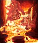  4_girls 4girls ass bathing big_breasts blonde_hair blush breasts curly_hair demon_girl demon_tail demon_wings fang felarya female giantess high_res highres horns karbo large_breasts lava menyssan molten_rock multiple_girls nipples open_mouth red_eyes sideboob tail tongue uncensored water waterfall wings wink 