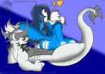 ! abs anthro ass aura breasts dragon erection fox furry green_eyes heart jeffron nipples nude penis scalie silvah smile vaginal yellow_eyes