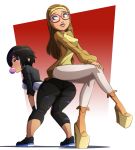  2girls asian ass ass_to_ass bent_over big_ass big_hero_6 bubblegum clothed clothing dat_ass disney female female_only gogo_tomago honey_lemon looking_at_another looking_back marvel non-nude ravenravenraven sitting sitting_on_person smile yuri 