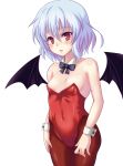  1girl areola areola_slip areolae bare_shoulders bat_wings bow bowtie detached_collar female flat_chest giisu lavender_hair leotard nipple_slip nipples pantyhose red_eyes remilia_scarlet short_hair small_breasts solo touhou wings wrist_cuffs 