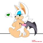  anthro ass bat breasts furry gloves green_eyes hairless_pussy looking_back nipples nude pussy rodent rouge_the_bat sega short_hair smile solo sonic speech_bubble text white_hair wings 
