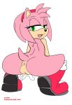  amy_rose anthro anus ass boots furry gloves green_eyes hairband hedgehog looking_back nude pink_hair pussy rodent sega short_hair smile solo sonic_(series) wide_hips 