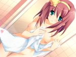  anekano aqua_eyes breasts brown_hair game_cg hairband high_res moo nipples noyama_tsubaki nude shower towel 