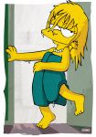  barefoot blonde_hair dripping feet hair itomic lisa_simpson necklace pearls the_simpsons towel wet_hair yellow_skin 