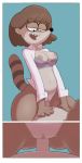  1girl anthro barbera_(regular_show) bottomless breasts brown_body brown_fur brown_hair cartoon_network censored clothed clothing cowgirl_position female_on_top female_penetrated fur furry girl_on_top hair incest male male/female male_penetrating male_penetrating_female mammal mature_female milf mosaic_censorship mother_&amp;_son mother_and_child nipples on_top open_shirt parent parent_and_child penetration procyonid raccoon regular_show rigby_(regular_show) size_difference son ta777371 vaginal vaginal_penetration 
