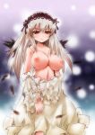  1girl big_breasts blush breasts doll_joints large_breasts long_hair nipples red_eyes rozen_maiden silver_hair sketch solo suigintou topless tousen 