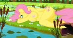 breasts equine female female_only fluttershy fluttershy_(mlp) friendship_is_magic hair hair_over_eye looking_at_viewer my_little_pony nude pegasus pink_hair pinup pussy whitmaverick wings