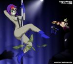  dc dc_comics dcau irregular_fetishes non-nude puppet_king raven_(dc) slade sling_bikini stripper stripper_pole teen_titans 