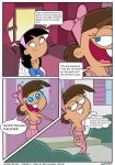  big_breasts breasts comic fairycosmo gender_bender_(comic) genderswap skirt stockings the_fairly_oddparents timantha timantha_turner timmy_turner trixie_tang yuri 