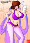 april_o&#039;neil blue_eyes breasts brown_hair cleavage harem_outfit huge_breasts short_hair solo teenage_mutant_ninja_turtles witchking00