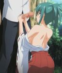 animated blush forest gif green_hair handjob japanese_clothes loop miko moaning penis poro reunion sex sky thighs toono_mao yellow_eyes