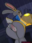  1girl anthro anthrofied anus_juice anus_peek ass ass_crack ass_focus ass_shake female_focus female_only gif judy_hopps light looking_at_viewer mostly_nude panties_aside pussy rabbit room seductive showing_off smile solo_female solo_focus zootopia 