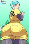  1girl anime_milf artfoo_1 ass big_ass bubble_ass bubble_butt bulma_brief clothed_female dat_ass dragon_ball dragon_ball_super dragon_ball_super:_super_hero drinking female_focus female_only high_res huge_ass looking_back mature mature_female milf solo_female solo_focus 