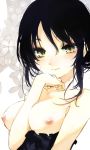  1girl big_breasts black_hair blush breasts copyright_request face large_breasts mole nipples okome shunsei_(muratou) solo yellow_eyes 