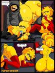  1boy 1girl 2_girls ass breasts comic father_&amp;_daughter halloween homer_simpson incest lisa_simpson maggie_simpson male nipples penis sex swimsuit text the_simpsons vaginal 