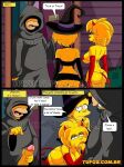  1boy 1girl 2_girls breasts comic father_&amp;_daughter fellatio halloween homer_simpson incest lisa_simpson maggie_simpson male nipples swimsuit text the_simpsons 