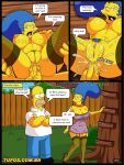  1girl 2boys ass bart_simpson breasts comic homer_simpson incest marge_simpson milf mother_and_son nipples penis sex text the_simpsons vaginal 