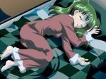 green_hair nitewing on_bed original original_character sleeping