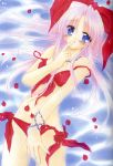 bikini blush clothing crying jewelry long_hair pink_hair ribbon sakurazawa_izumi swimsuit water