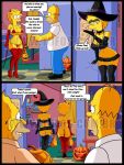  1girl 2_girls 2boys ass breasts comic father_&amp;_daughter halloween homer_simpson lisa_simpson maggie_simpson male nipples swimsuit text the_simpsons 