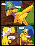  1girl 2boys ass bart_simpson breasts comic homer_simpson incest marge_simpson milf mother_and_son penis sex text the_simpsons vaginal 