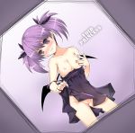 aisha_(elsword) bad_id bare_shoulders bat_wings blush breasts covering covering_breasts covering_nipples dress_pull dutch_angle elsword high_res highres kuro_(kuronell) nightgown nipples no_bra no_panties off_shoulder purple_eyes purple_hair purple_skirt pussy pussy_juice short_hair short_twintails skirt small_breasts solo twin_tails twintails uncensored undressing void_princess void_princess_(elsword) wings