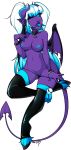  alpha_channel blue_nipples blue_tongue breasts choker collar demon female hair hooves horn mechanized mechanized_(artist) one_eye_closed panties_pull pendant piercing plain_background purple_skin skull solo stockings tongue tongue_out topless transparent_background white_hair wings wink 