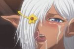  after_sex animated animated_gif blue_eyes blush cum dark_elf dark_skin elf elf_hime_nina facial gif licking licking_lips naughty_face pointy_ears tongue tongue_out white_hair 