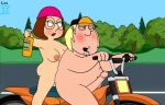  brother_and_sister chris_griffin dangerous driving drunk family_guy funny gif guido_l kicking meg_griffin motorcycle outside tequila 