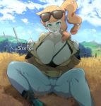  1girl green_eyes huge_breasts orange_hair pokemon sonia_(pokemon) 