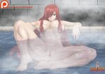 1girl dinosknight erza_scarlet fairy_tail female_only hot_spring red_hair solo_female