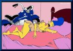 bed blue_hair blue_pubic_hair cosmic cosmic_(artist) hair marge_simpson motorcycle necronocimon_(artist) the_simpsons yellow_skin
