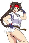  alluring art_of_fighting ass bangs bare_ass braid bubble_ass bubble_butt butt butt_cheeks butt_crack cheerful exposed_ass headband king_of_fighters long_legs naked_from_the_waist_down no_pants pantsless plump_ass presenting presenting_ass presenting_butt ready_to_fuck snk thick_thighs victory_pose yuri_sakazaki 